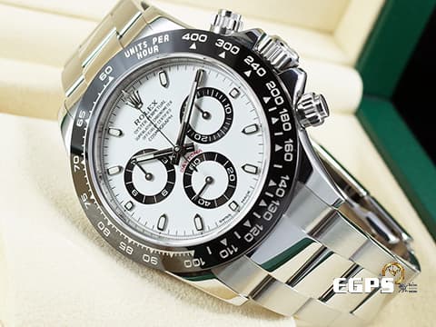 ROLEX 勞力士 Cosmograph Daytona 宇宙計時型 迪通拿 116500LN 計時碼表 白熊貓 白色面盤 搭配Rubber B橡膠錶帶 116500 LN 陶瓷錶圈 不鏽鋼 2021年新式保卡 賽車錶 自動上鍊 40mm
