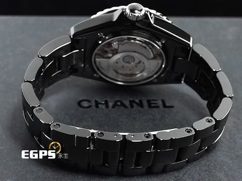 CHANEL 香奈兒 J12 Caliber 12.1系列 Black Ceramic H5702 黑陶瓷 原廠鑽石時標 經典 大三針 專利不鏽鋼蝴蝶扣 新機芯 透明錶背 2024年保單 自動上鍊 38mm