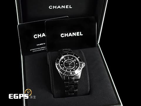 CHANEL 香奈兒 J12 Caliber 12.1系列 Black Ceramic H5702 黑陶瓷 原廠鑽石時標 經典 大三針 專利不鏽鋼蝴蝶扣 新機芯 透明錶背 2024年保單 自動上鍊 38mm