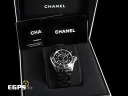 CHANEL 香奈兒 J12 Caliber 12.1系列 Black Ceramic H5702 黑陶瓷 <font color=#84C1FF>原廠鑽石時標</font> 經典 大三針 專利不鏽鋼蝴蝶扣 <font color=#FF0000>新機芯 透明錶背 2024年保單</font> 自動上鍊 38mm