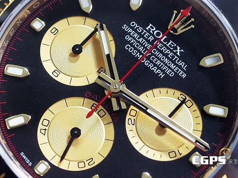 ROLEX 勞力士 Daytona 迪通拿 116518LN 計時碼表 18K黃金材質 陶瓷錶圈 黑底黃金圈熊貓面盤 保羅紐曼面盤 紅色計時秒針 小怪獸&nbsp;2022年保卡&nbsp;賽車錶 自動上鍊 40mm