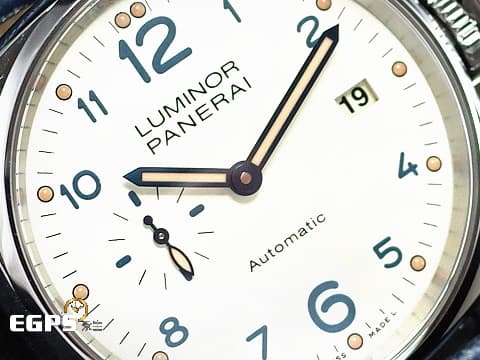 PANERAI 沛納海 Luminor Due PAM906 象牙白色面盤 PAM00906 不鏽鋼材質 藍色指針 2020年保單 自動上鍊 42mm