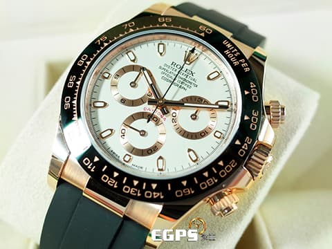 ROLEX 勞力士 DAYTONA 迪通拿 116515LN 116515 18K玫瑰金材質 陶瓷框 Oysterflex 橡膠錶帶 白色面盤&nbsp;2021年新式保卡 已貼膜&nbsp;自動上鏈 40mm