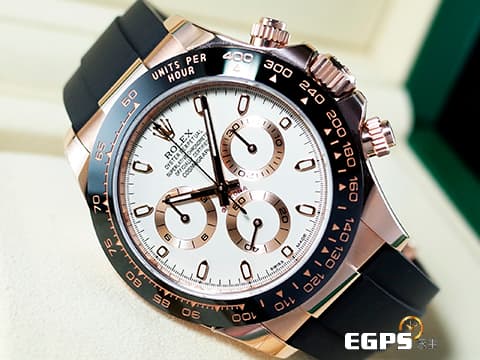 ROLEX 勞力士 DAYTONA 迪通拿 116515LN 116515 18K玫瑰金材質 陶瓷框 Oysterflex 橡膠錶帶 白色面盤&nbsp;2021年新式保卡 已貼膜&nbsp;自動上鏈 40mm