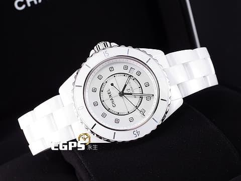 CHANEL 香奈兒 J12 Caliber 12.1系列 White Ceramic H5705 白陶瓷 原廠鑽石時標 經典 大三針 專利不鏽鋼蝴蝶扣 新機芯 透明錶背 2024年保單 自動上鍊 38mm