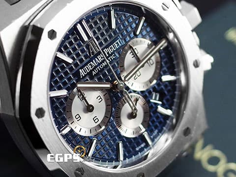 Audemars Piguet 愛彼 AP錶 Royal Oak Chronograph 皇家橡樹 26331ST 計時碼錶 藍色經典格紋面盤 不銹鋼 2020年新式保卡 26331 ST 歡迎各錶友以 PP、AP、RM、勞力士 來店交換，本店將以最高價評估～ 自動上鍊 41mm