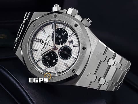 Audemars Piguet 愛彼 AP錶 Royal Oak 皇家橡樹 鍊帶款 白面黑色計時圈 26331ST.OO.1220ST.03 計時碼錶 不鏽鋼鍊帶款  白色熊貓面盤  2021年保卡&nbsp;自動上鏈 41mm