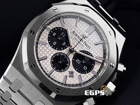 Audemars Piguet 愛彼 AP錶 Royal Oak 皇家橡樹 鍊帶款 白面黑色計時圈 26331ST.OO.1220ST.03 計時碼錶 不鏽鋼鍊帶款  白色熊貓面盤  2021年保卡&nbsp;自動上鏈 41mm