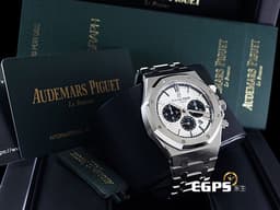 Audemars Piguet 愛彼 AP錶 Royal Oak 皇家橡樹 鍊帶款 白面黑色計時圈 26331ST.OO.1220ST.03 計時碼錶 不鏽鋼鍊帶款 <font color="#05f0f0"> 白色熊貓面盤</font><font color="#FF0000">  2021年保卡</font>&nbsp;自動上鏈 41mm