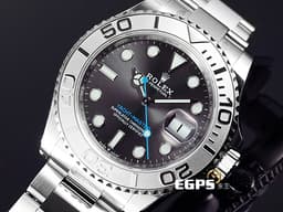 ROLEX 勞力士 Yacht-Master 遊艇名仕型 126622 <font color=#ADADAD>石板灰色面盤</font>搭配<font color=#33CCFF>藍色秒針</font> PT950 鉑金刻度錶圈 不鏽鋼 <font color=#FF0000>2024年保卡</font> 自動上鍊 40mm