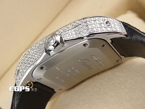 CARTIER 卡地亞 Santos 100 XL 山度士 精鑲鑽石 錶殼、錶腹、錶冠，精鑲嵌滿滿高等級天然美鑽 、滿天星鑽石面盤  閃到一個不要不要的   自動上鍊 41mm