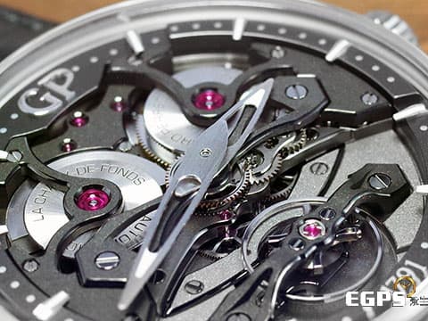 Girard-Perregaux 芝柏 GP錶 Neo-Bridges系列 84000-21-001-BB6A 鈦金屬 鏤空面盤 微型自動盤&nbsp;Neo Bridge新板橋承托平衡擺輪&nbsp;自動上練 45mm