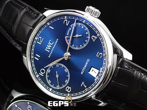 IWC 萬國錶 Portuguese 7 Days 大葡萄牙 IW500710 七日鍊 小秒針 藍色面盤 不鏽鋼 最新52010型陶瓷版啄木鳥機芯 2024年保卡 自動上鍊 42.3mm
