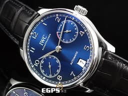 IWC 萬國錶 Portuguese 7 Days 大葡萄牙 IW500710 七日鍊 小秒針 <font color=#0000E3>藍色面盤</font> 不鏽鋼 <font color=#FF0000>最新52010型陶瓷版啄木鳥機芯 2024年保卡</font> 自動上鍊 42.3mm