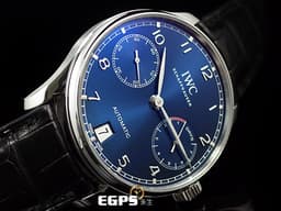 IWC 萬國錶 Portuguese 7 Days 大葡萄牙 IW500710 七日鍊 小秒針 <font color=#0000E3>藍色面盤</font> 不鏽鋼 <font color=#FF0000>最新52010型陶瓷版啄木鳥機芯 2024年保卡</font> 自動上鍊 42.3mm