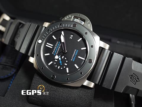 PANERAI 沛納海 Submersible PAM01389 三日鍊 鈦金屬 PAM1389 陶瓷圈 藍色字體面盤 2019年保單 配件齊全  潛水錶 自動上鍊 47mm