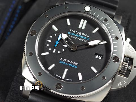 PANERAI 沛納海 Submersible PAM01389 三日鍊 鈦金屬 PAM1389 陶瓷圈 藍色字體面盤 2019年保單 配件齊全  潛水錶 自動上鍊 47mm