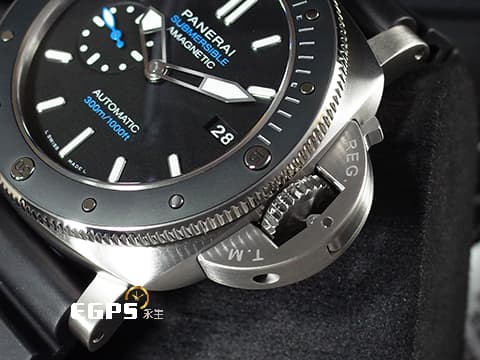 PANERAI 沛納海 Submersible PAM01389 三日鍊 鈦金屬 PAM1389 陶瓷圈 藍色字體面盤 2019年保單 配件齊全  潛水錶 自動上鍊 47mm