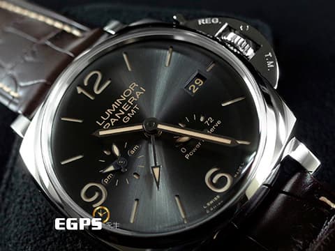 PANERAI 沛納海 Luminor Due PAM944 PAM00944 不銹鋼材質 炭灰色太陽放射紋面盤 GMT雙時區 3日動力儲存 微型自動盤&nbsp;自動上鍊 45mm