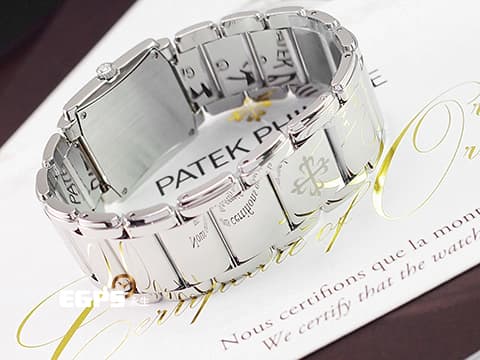 PATEK PHILIPPE 百達翡麗 PP錶 Twenty-4 4910/1200A-011 原鑲鑽錶   墨綠色輝紋面盤 亮炫深遂綠  2024保單 原廠鑽石外框 石英女錶 25x30mm