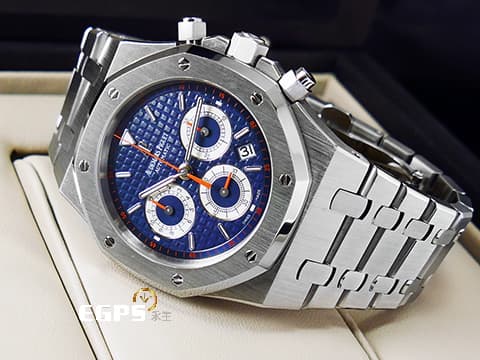 Audemars Piguet AP錶 愛彼錶 Royal Oak  皇家橡樹 26300ST.OO.1110ST.07 藍色面盤 橘色秒針、計時指針、刻度&nbsp;計時碼錶 不鏽鋼材質 鍊帶款 自動上鍊 39mm