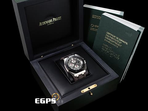 Audemars Piguet AP錶 愛彼 Royal Oak Offshore 皇家橡樹離岸型 鈦貓 26400IO.OO.A004CA.01 鈦金屬 陶瓷錶圈 2017年保單 深灰色面盤 計時碼表 男錶 44mm