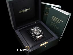 Audemars Piguet AP錶 愛彼 Royal Oak Offshore 皇家橡樹離岸型 鈦貓 26400IO.OO.A004CA.01 鈦金屬 陶瓷錶圈 <font color="#FF0000">2017年保單</font> 深灰色面盤 計時碼表 男錶 44mm
