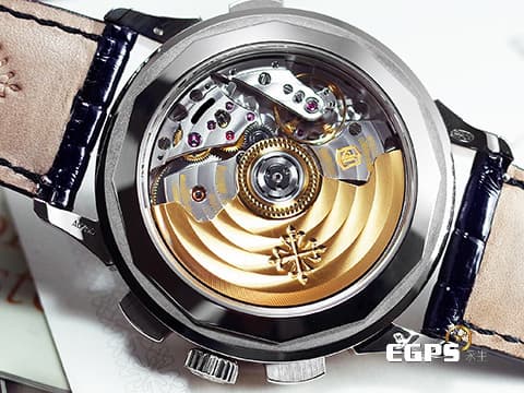 Patek philippe 百達翡麗 PP錶 複雜功能時計系列 5930 G 白K金材質 藍色網狀格紋面盤 5930G-001 世界時區 飛返計時 BEIJING 北京時區面盤 自動上鍊 39.5mm