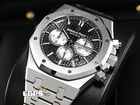 Audemars Piguet 愛彼 AP錶 Royal Oak Chronograph 皇家橡樹 26331ST 計時碼錶 黑色經典格紋面盤 不銹鋼 2019年新式保卡 26331 ST 自動上鍊 41mm