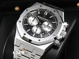 Audemars Piguet 愛彼 AP錶 Royal Oak Chronograph 皇家橡樹 26331ST 計時碼錶 <font color=#4F4F4F>黑色經典格紋面盤</font> 不銹鋼 <font color=#FF0000>2019年新式保卡</font> 26331 ST 自動上鍊 41mm