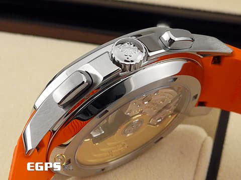 Patek Philippe 百達翡麗 PP錶  Aquanaut  5968 A 海底探險家 5968A-001 不銹鋼材質 飛返計時 計時碼表 自動上鍊  不鏽鋼身價之王 海底探險家首款計時腕錶，黑色、橘色雙色原廠橡膠錶帶 2020年保單  此錶歡迎各路錶友以 PP、AP、勞力士 來店交換，本店將以最高價評估～ 42mm