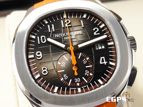 Patek Philippe 百達翡麗 PP錶  Aquanaut  5968 A 海底探險家 5968A-001 不銹鋼材質 飛返計時 計時碼表 自動上鍊  不鏽鋼身價之王 海底探險家首款計時腕錶，黑色、橘色雙色原廠橡膠錶帶 2020年保單  此錶歡迎各路錶友以 PP、AP、勞力士 來店交換，本店將以最高價評估～ 42mm