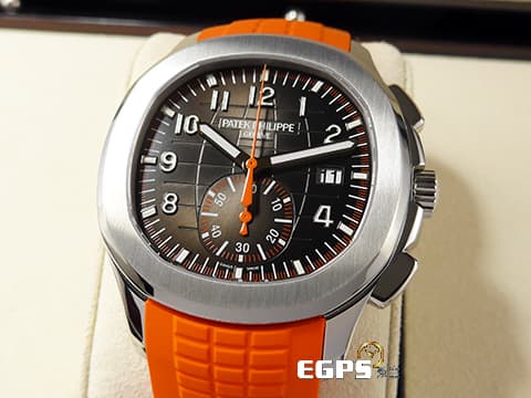 Patek Philippe 百達翡麗 PP錶  Aquanaut  5968 A 海底探險家 5968A-001 不銹鋼材質 飛返計時 計時碼表 自動上鍊  不鏽鋼身價之王 海底探險家首款計時腕錶，黑色、橘色雙色原廠橡膠錶帶 2020年保單  此錶歡迎各路錶友以 PP、AP、勞力士 來店交換，本店將以最高價評估～ 42mm