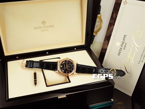 Patek Philippe 百達翡麗 PP錶 Complications 複雜功能時計 Annual Calendar Moonphase 年曆錶 5205R-010&nbsp;玫瑰金材質&nbsp;年曆功能 月相盈虧 日夜顯示&nbsp;PP印記 2019年保單 自動上鍊 40 mm