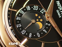 Patek Philippe 百達翡麗 PP錶 Complications 複雜功能時計 Annual Calendar Moonphase 年曆錶 5205R-010&nbsp;<font color="#f2c38d">玫瑰金材質</font>&nbsp;年曆功能 月相盈虧 日夜顯示&nbsp;<font color="#ff0000">PP印記 2019年保單</font> 自動上鍊 40 mm