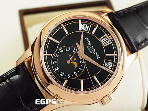 Patek Philippe 百達翡麗 PP錶 Complications 複雜功能時計 Annual Calendar Moonphase 年曆錶 5205R-010&nbsp;玫瑰金材質&nbsp;年曆功能 月相盈虧 日夜顯示&nbsp;PP印記 2019年保單 自動上鍊 40 mm