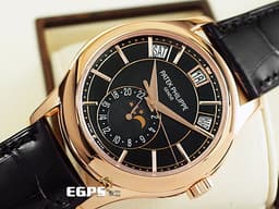 Patek Philippe 百達翡麗 PP錶 Complications 複雜功能時計 Annual Calendar Moonphase 年曆錶 5205R-010&nbsp;<font color="#f2c38d">玫瑰金材質</font>&nbsp;年曆功能 月相盈虧 日夜顯示&nbsp;<font color="#ff0000">PP印記 2019年保單</font> 自動上鍊 40 mm