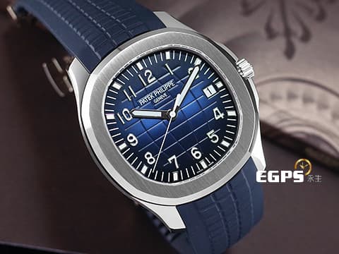 Patek Philippe 百達翡麗 PP Aquanaut Jumbo 海底探險家 5168G-001 18K白金材質 午夜藍色漸層壓花面盤&nbsp;2024年保單 新款按動式摺疊帶扣 已貼膜 自動上鏈&nbsp;42mm