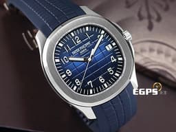 Patek Philippe 百達翡麗 PP Aquanaut Jumbo 海底探險家 5168G-001 18K白金材質 <font color="#05f0f0">午夜藍色漸層壓花面盤</font>&nbsp;<font color="#ff0000">2024年保單 新款按動式摺疊帶扣 已貼膜</font> 自動上鏈&nbsp;42mm