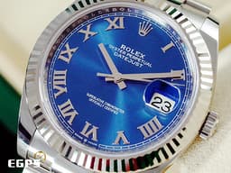 ROLEX 勞力士 Datejust 41 蠔式日誌型 126334 <font color="#0066FF">天藍色面盤 經典羅馬數字時標</font> DJ41 經典三角坑紋錶圈 <font color="#FF0000">2021年保卡 蠔式（Oyster）三節錶帶</font> 自動上鍊 41mm