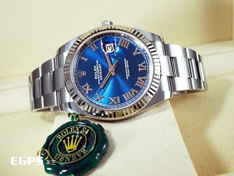 ROLEX 勞力士 Datejust 41 蠔式日誌型 126334 天藍色面盤 經典羅馬數字時標 DJ41 經典三角坑紋錶圈 2021年保卡 蠔式（Oyster）三節錶帶 自動上鍊 41mm