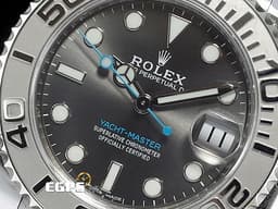 ROLEX 勞力士 Yacht-Master 37 蠔式 遊艇名仕型 268622 <font color=#ADADAD>石板灰色面盤</font>搭配<font color=#33CCFF>藍色秒針</font> PT950 鉑金刻度錶圈 不鏽鋼 中型 <font color=#FF0000>2025年保卡</font> 自動上鍊 37mm