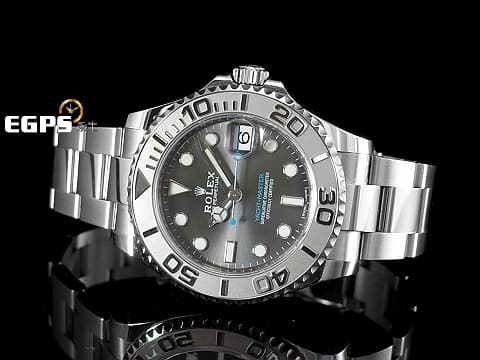 ROLEX 勞力士 Yacht-Master 37 蠔式 遊艇名仕型 268622 石板灰色面盤搭配藍色秒針 PT950 鉑金刻度錶圈 不鏽鋼 中型 2025年保卡 自動上鍊 37mm
