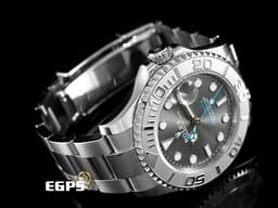 ROLEX 勞力士 Yacht-Master 37 蠔式 遊艇名仕型 268622 <font color=#ADADAD>石板灰色面盤</font>搭配<font color=#33CCFF>藍色秒針</font> PT950 鉑金刻度錶圈 不鏽鋼 中型 <font color=#FF0000>2025年保卡</font> 自動上鍊 37mm