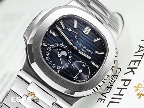 Patek Philippe 百達翡麗 PP錶 Nautilus 鸚鵡螺 5712/1A 金鷹 漸層藍色面盤 5712 不鏽鋼材質 鍊帶款  2021年保單 PP印記 動能顯示 月相盈虧 自動上鏈 40mm