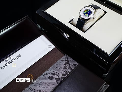 Patek Philippe 百達翡麗 PP錶 Complications 複雜功能時計 World Time 5231G-001 18K白金材質&nbsp;大明火掐絲琺瑯錶面（東南亞與大洋洲）世界時區、24小時、日夜顯示&nbsp;2022年保單 僅試戴收藏極新品&nbsp;自動上鍊 38.5mm