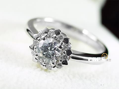 GIA鑽石 主石0.51CT D/VS2 3EX 無螢光 白K金材質 鑽石戒指 幸福花冠 鑽飾 鑽戒