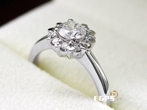 GIA鑽石 主石0.51CT D/VS2 3EX 無螢光 白K金材質 鑽石戒指 幸福花冠 鑽飾 鑽戒