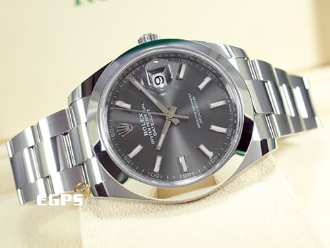 ROLEX 勞力士 Datejust 41 蠔式日誌型 126300 石板灰色錶面 柱狀時標 DJ41 不鏽鋼 大三針 2025年新式保卡 蠔式（Oyster）三節錶帶 自動上鍊 41mm