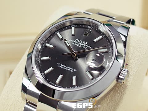 ROLEX 勞力士 Datejust 41 蠔式日誌型 126300 石板灰色錶面 柱狀時標 DJ41 不鏽鋼 大三針 2025年新式保卡 蠔式（Oyster）三節錶帶 自動上鍊 41mm